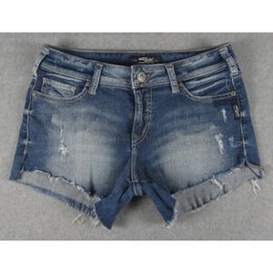 Silver Jeans Berkley Cut Off Shorts Womens 29x4 in Blue Denim‎ Frayed Distressed